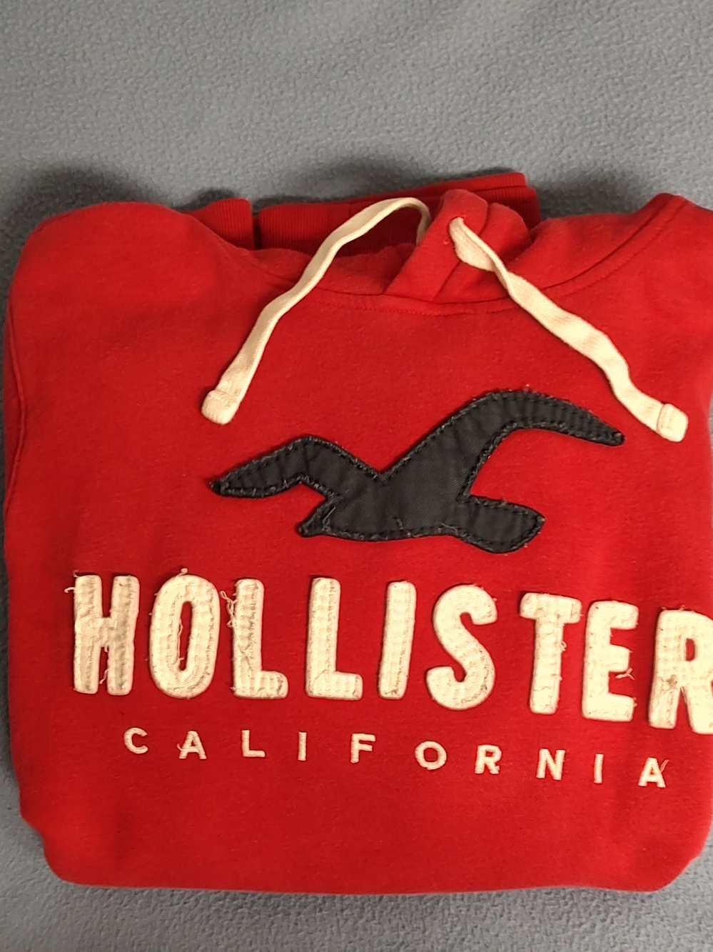 Hollister Men's Red Logo Pullover Hoodie